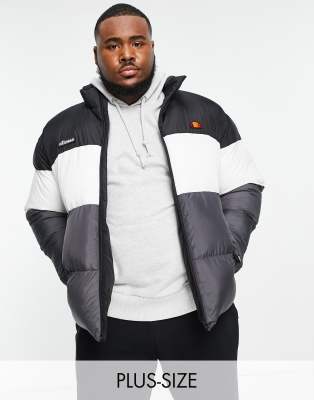 ellesse PLUS colour block puffer in grey and black - ASOS Price Checker