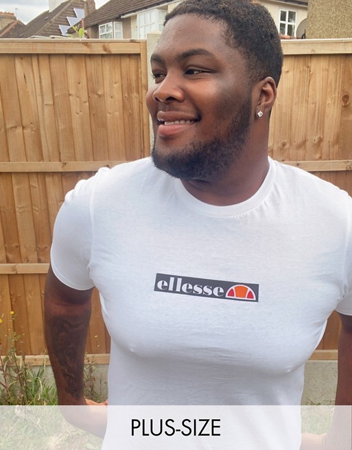 ellesse Plus Connecty box logo t-shirt in white exclusive at ASOS