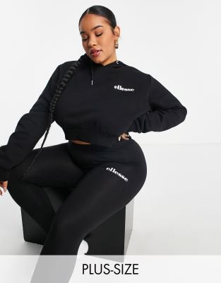 Ellesse Plus Cropped Hoodie & Leggings Set In Black