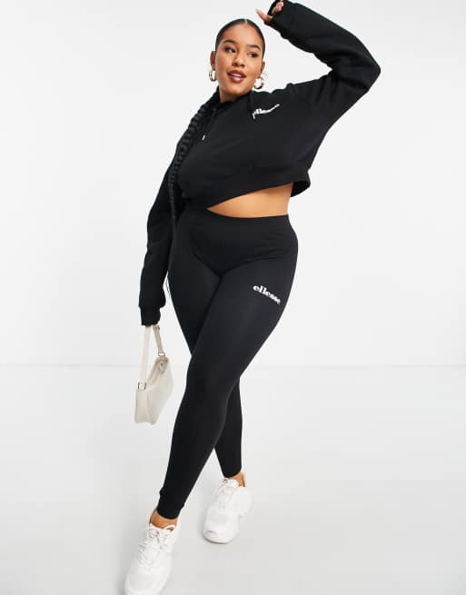 ellesse Plus cropped hoodie & leggings set in black