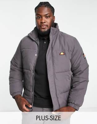 ellesse plus puffer jacket with branding in grey - ASOS Price Checker