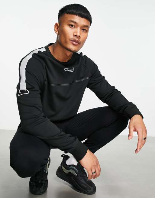 ellesse Plus - Felpa nera con pannello catarifrangente