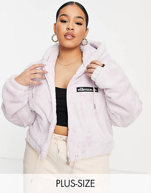  ellesse plus fleece hoodie in lilac 
