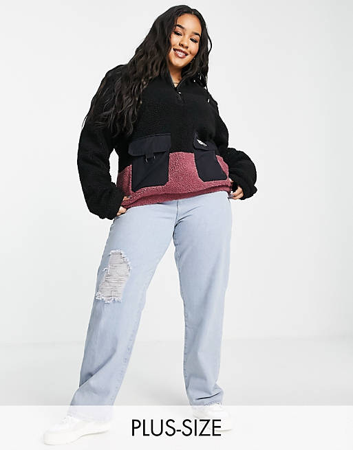 Hoodies & Sweatshirts ellesse plus fleece in black & pink 