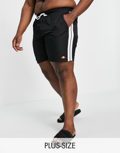 Ellesse plus Genoa stripe logo swim shorts in black  