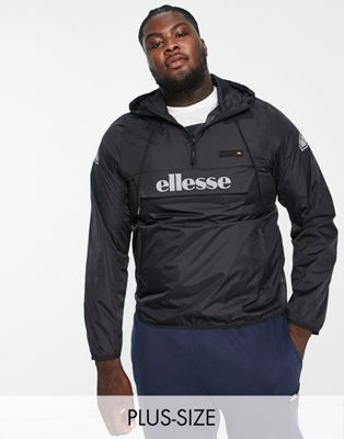 ellesse Plus Ion overhead jacket with reflective logo in black