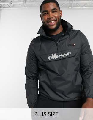 ellesse overhead jacket with reflective logo in black