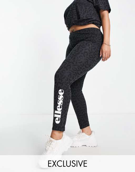 ellesse Plus - Legging met logo en luipaardprint in zwart