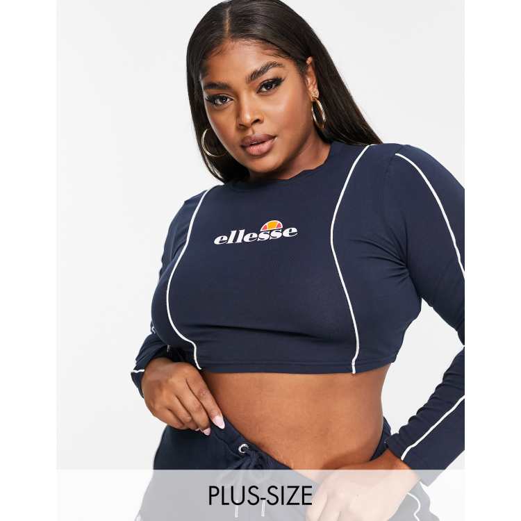 Ellesse piping crop store polo shirt