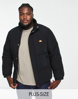 ellesse plus puffer jacket with branding in  black