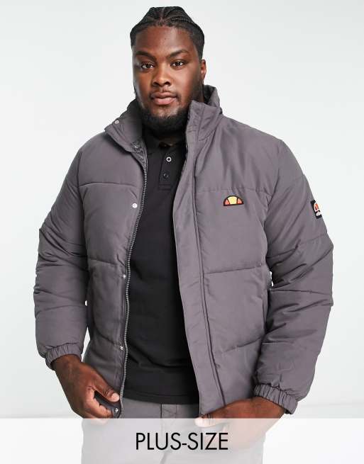 ellesse Plus puffer jacket with branding in grey