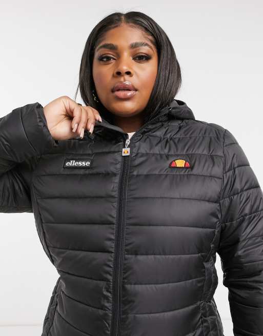 Ellesse padded jacket shop with hood in black