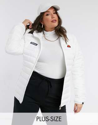 ELLESSE PLUS QUILTED JACKET IN WHITE,SGS02683 WHITE PLUS