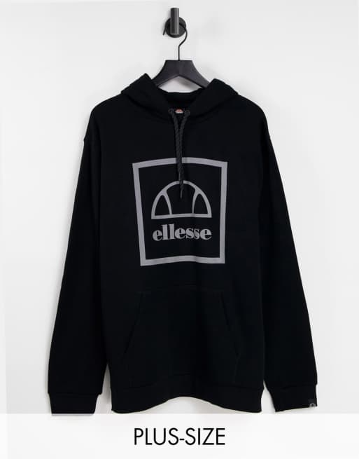 ellesse Plus Schwarzer Kapuzenpullover mit reflektierendem Logo ASOS