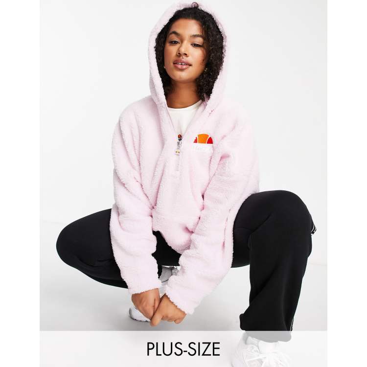 ellesse plus sherpa hoodie in pink