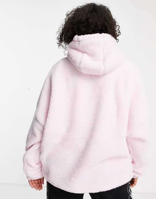 ellesse plus sherpa hoodie in pink