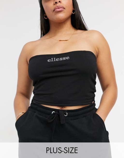 ellesse Plus – Svart bandeau-topp med strass