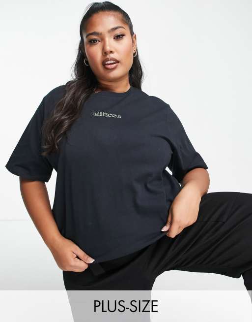 ellesse Plus – Svart t-shirt i boyfriend-modell med logga