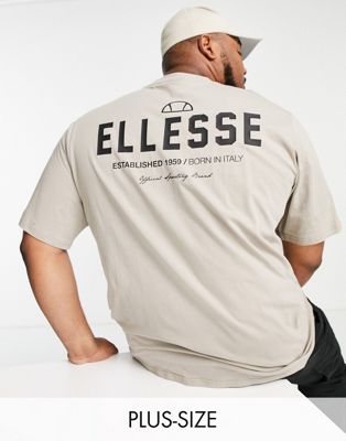 ellesse plus t-shirt with back print in tan