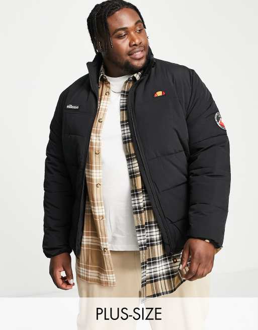ellesse – Plusstorlek – Svart pufferjacka med logga