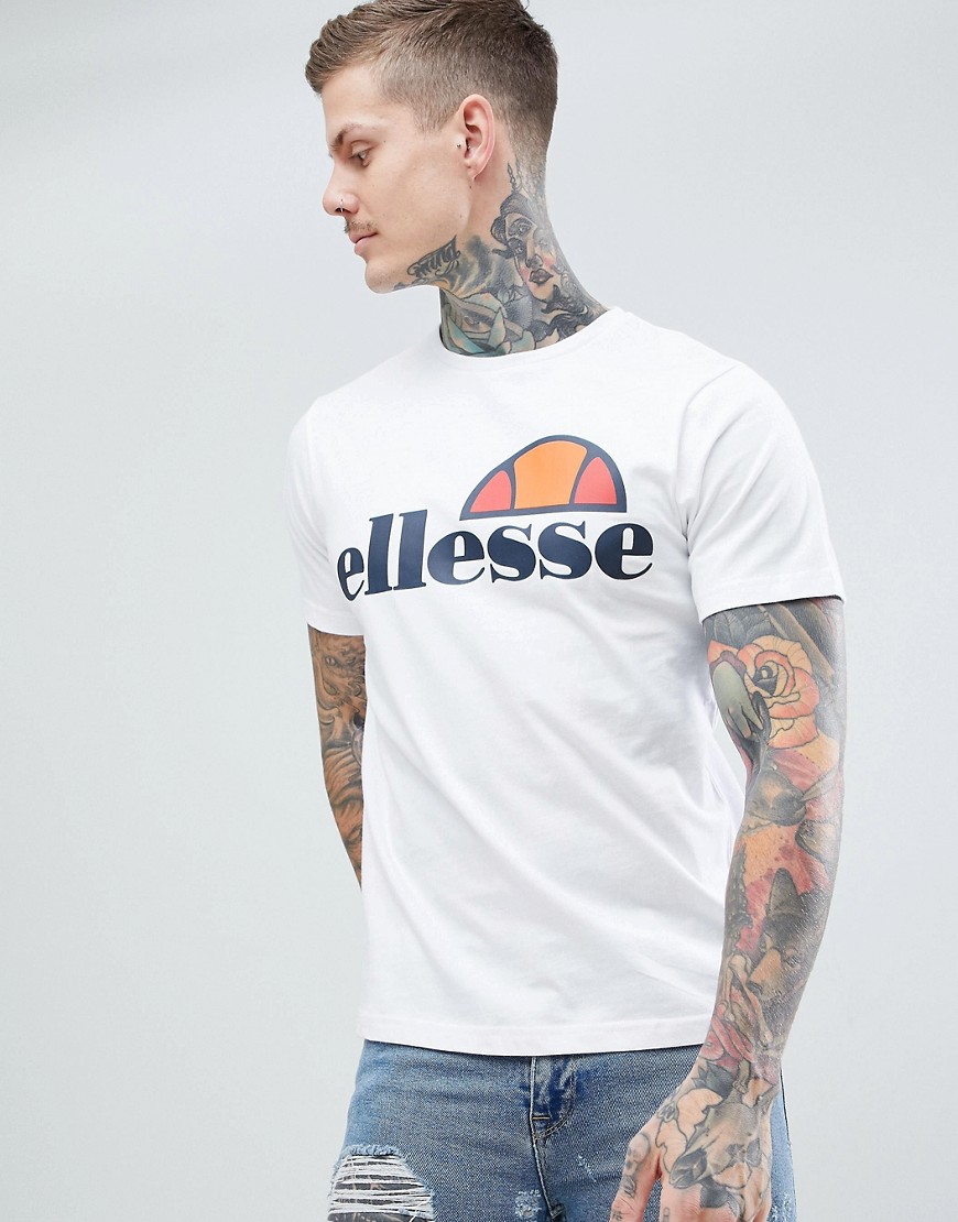 Ellesse - Prado - T-shirt bianca con logo grande-Bianco