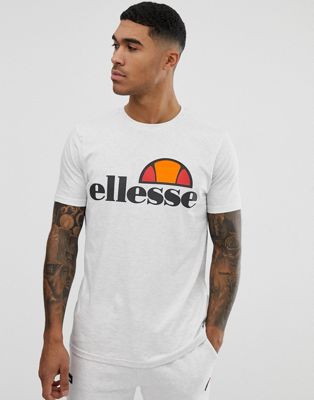 ellesse - Prado - T-shirt met groot logo in gemêleerd wit-Grijs
