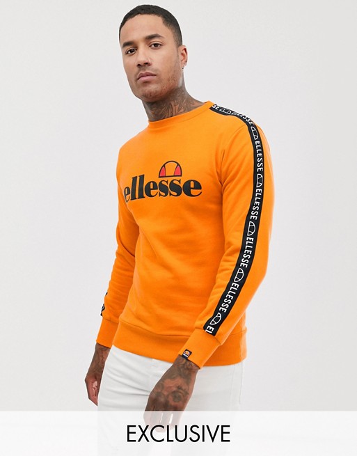 ellesse Ragola sweat with sleeve taping in orange exclusive at ASOS