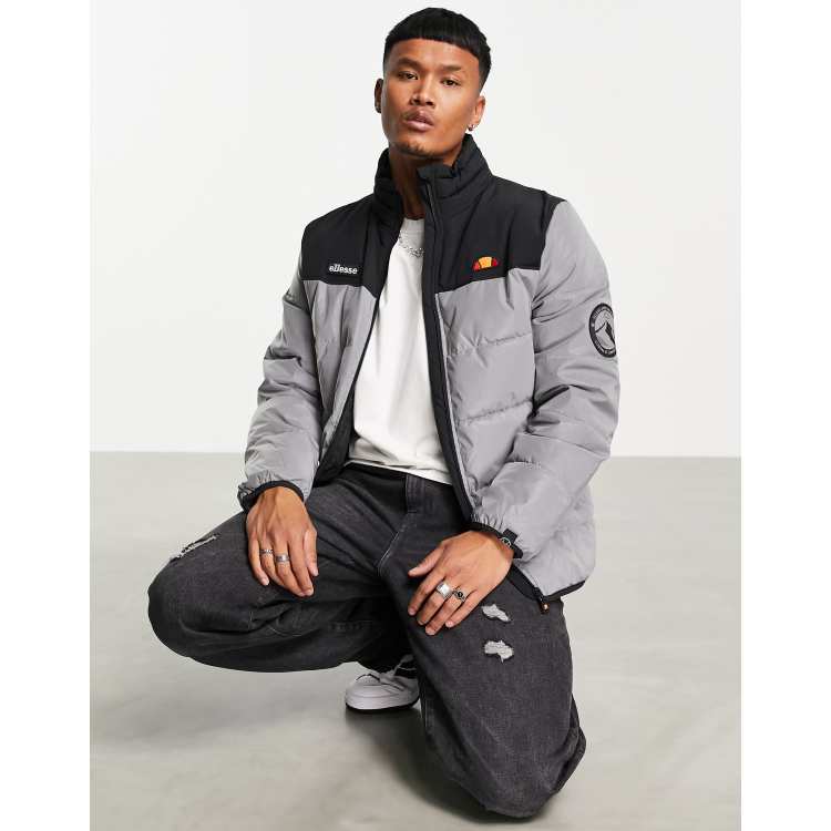 ellesse reflective puffer jacket in silver