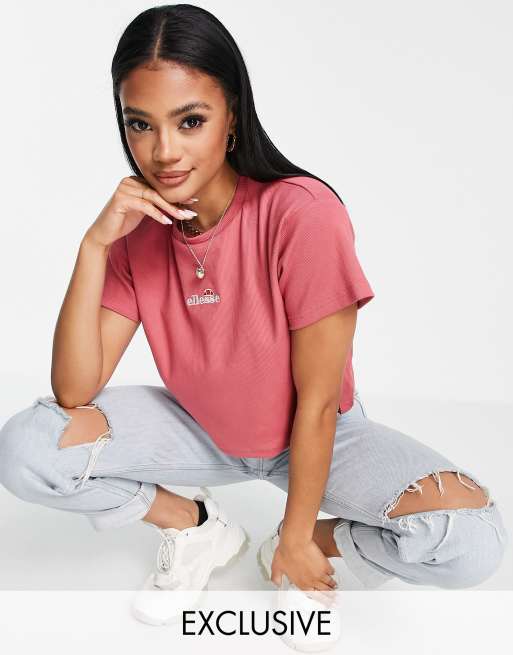 ellesse ribbed crop top in pink | ASOS