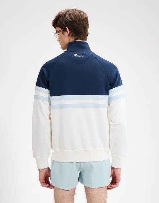 ellesse Rimini track jacket in off white/navy, 2 of 4