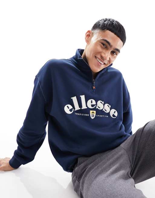 Ellesse Roane 1/2 Zip | sweatshirt navy in ASOS