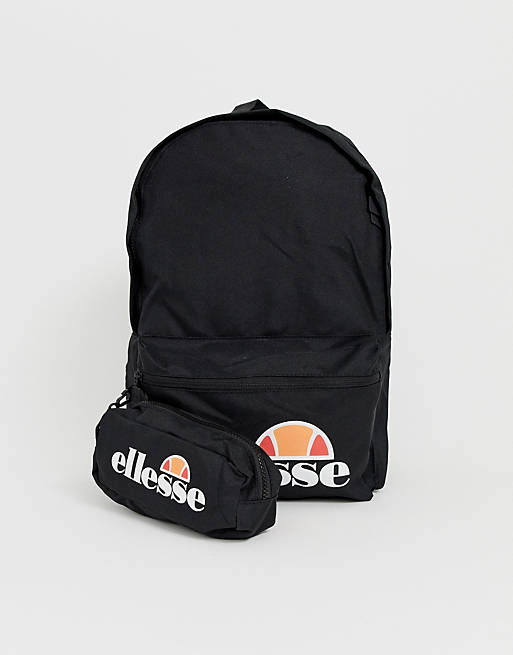 charm Sincerity Volcano ellesse Rolby backpack with pencil case in black | ASOS