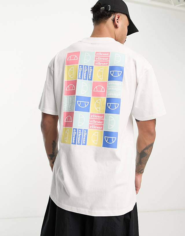 ellesse - rolletto t-shirt with floral back print in white