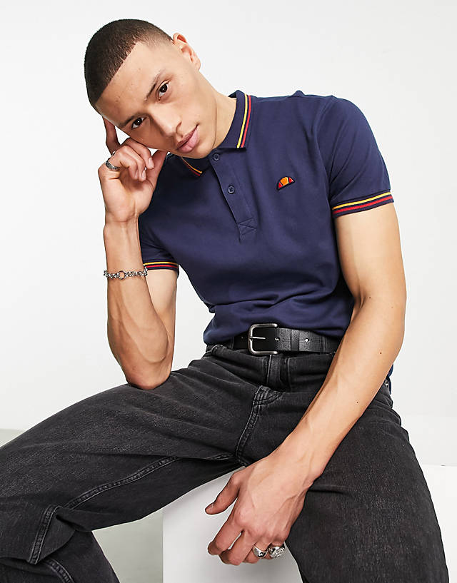ellesse - rooks polo shirt with pipe collar in navy