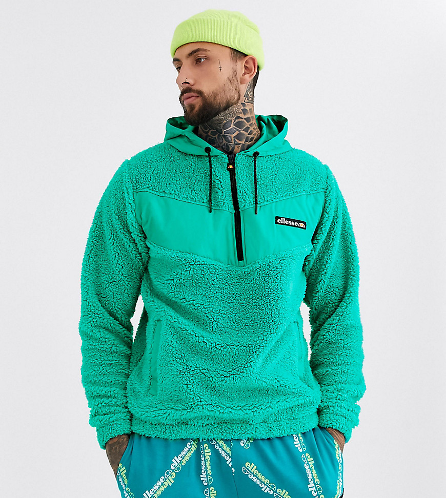 ellesse Salsin 1/4 zip fleece hoodie in teal exclusive at ASOS-Green