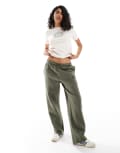 ellesse Sana wide leg trackies in khaki-Green