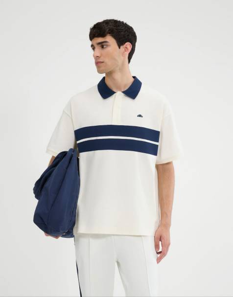 ellesse Sbarri short sleeve polo shirt in off white
