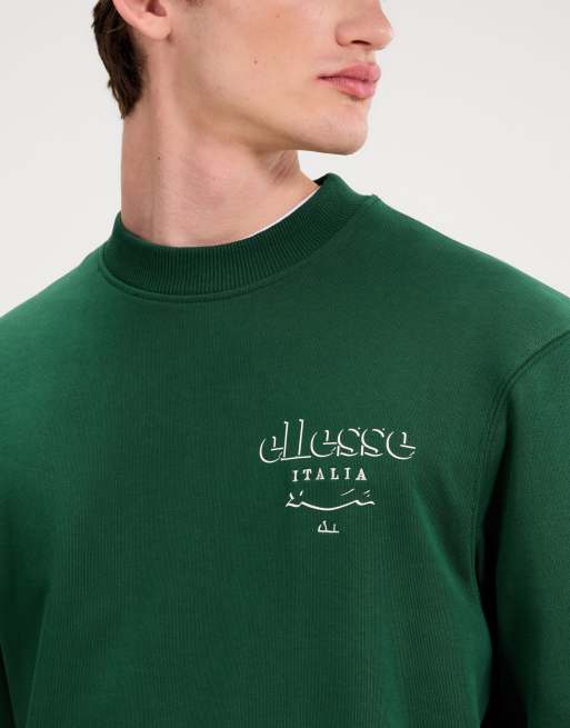 ellesse Scroll sweatshirt in dark green, 2 of 4