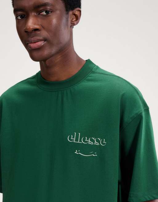 ellesse Scroll tee in dark green, 3 of 4
