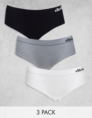 Ellesse seamfree 3 pack shorts in grey/black/white