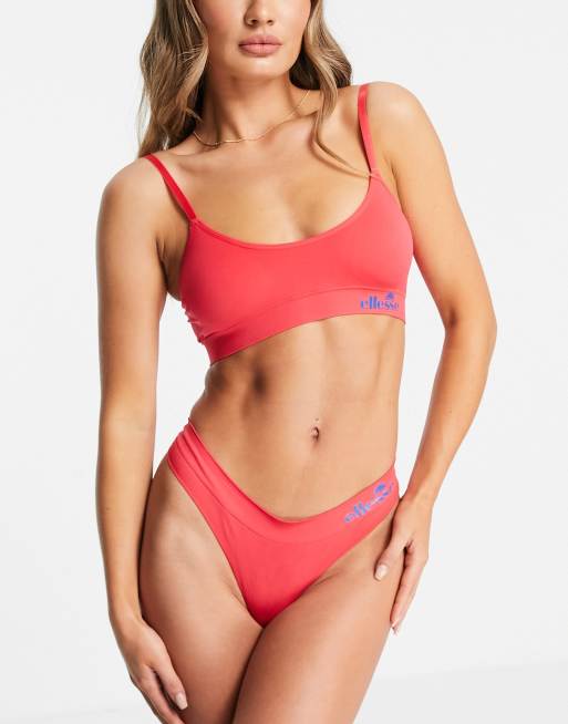 Ellesse seamfree bralette and thong set in red