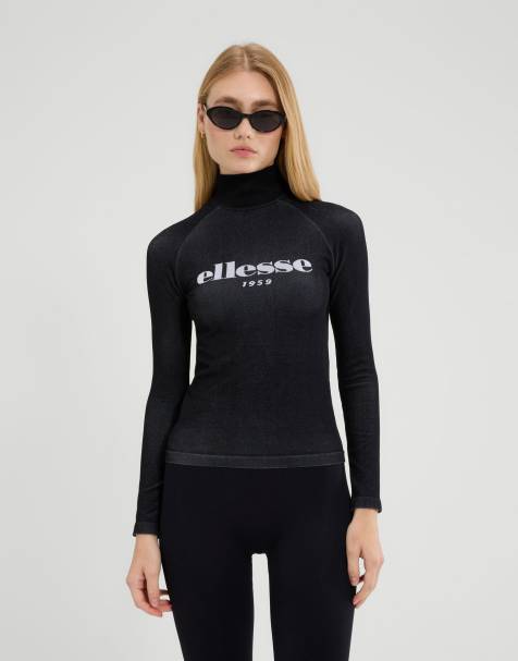 ellesse Serlo long sleeve seamless base layer top in black