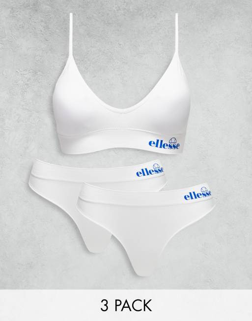 ellesse – Set in Weiß mit nahtlosem BH und 2er-Pack Slips