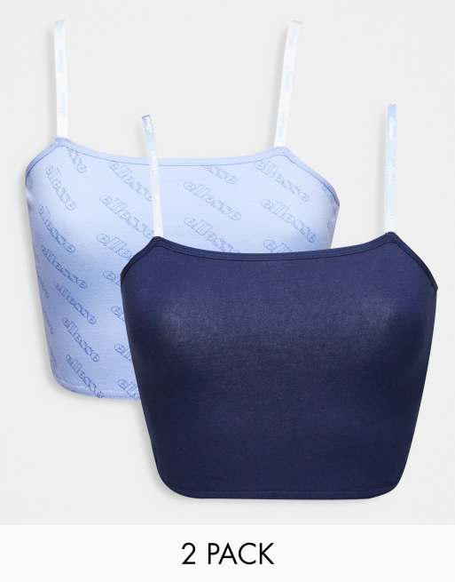ellesse - Set van 2 crop top-bralettes in marineblauw en blauw