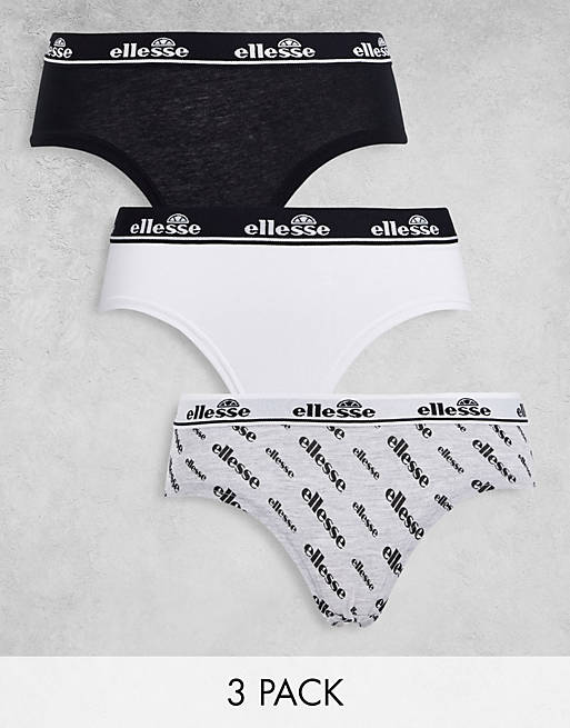 ellesse - Set van 3 jersey shorts met logo in zwart, grijs en wit