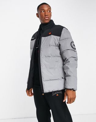 ellesse reflective puffer jacket in silver - ASOS Price Checker