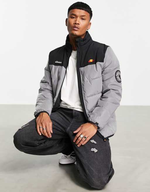 ellesse – Silverfärgad, reflekterande pufferjacka