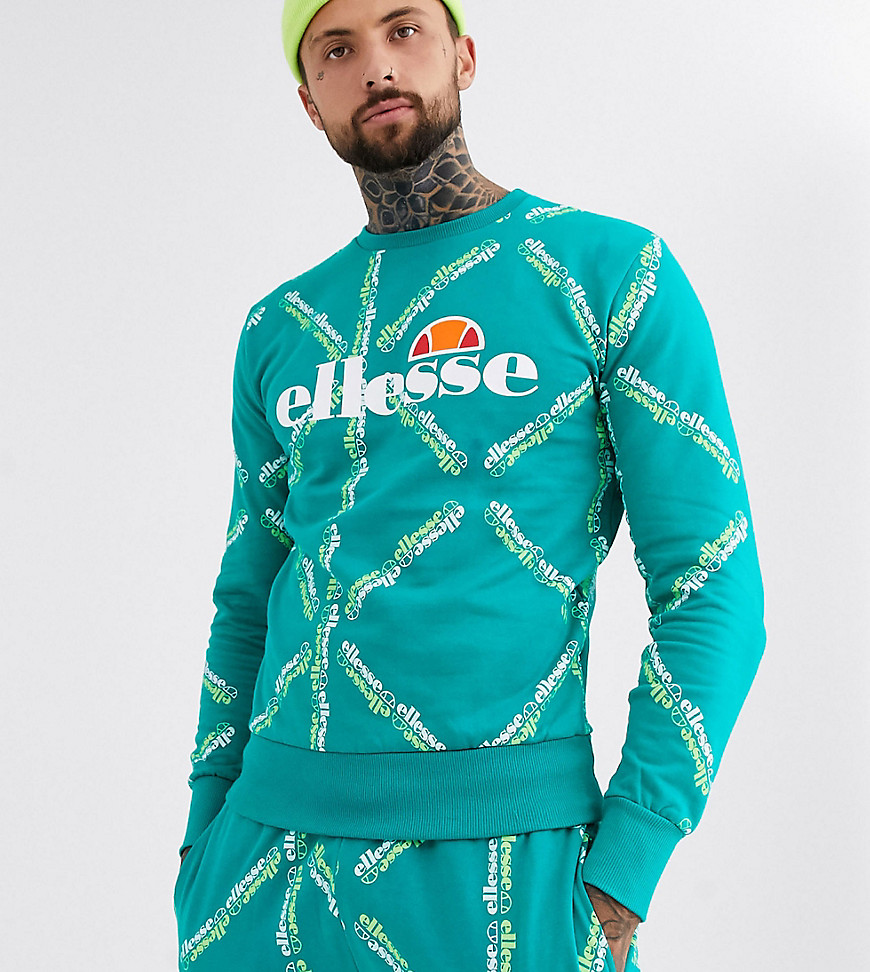 ellesse - Sismond - Sweater met logoprint in groenblauw, exclusief bij ASOS