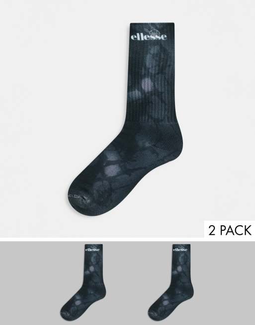 ellesse – Socken in Schwarz in Batik-Optik im 2er-Pack, exklusiv bei ASOS