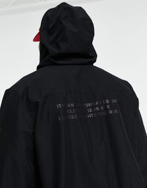 ellesse - Sort jakke med hætte, gennemgående lynlås og logo på ærmet, 4 af 4